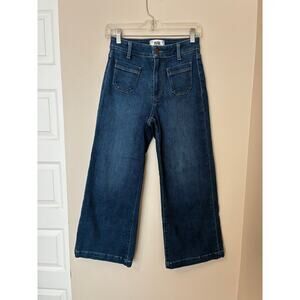 Paige Anessa Jeans High Waist Wide Leg Dark Wash Women's Petite 25